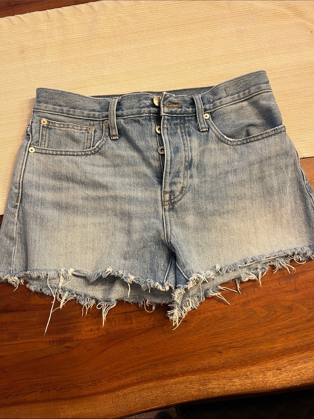 Madewell Light Blue Distressed Denim Cutoff Shorts
